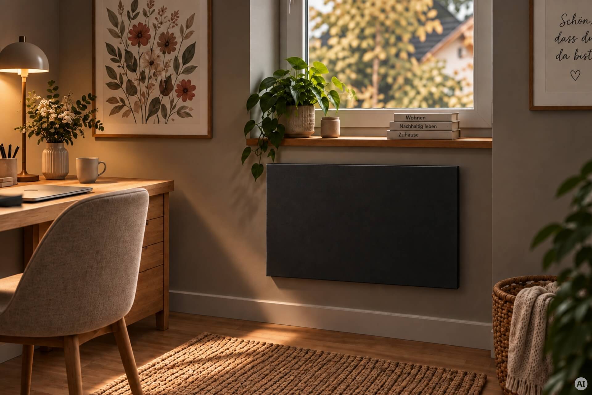 Infrarotheizung ISP-Bi schwarz (600mm Höhe) mit Funkempfänger und Funkthermostat