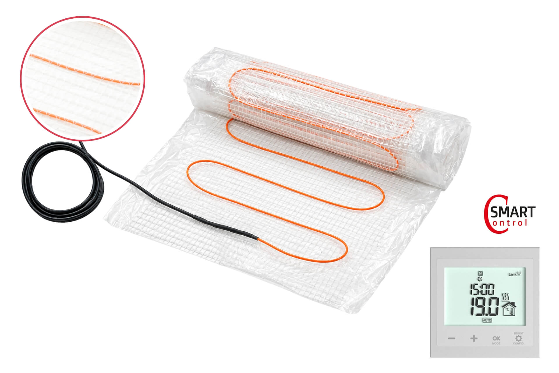 Fußbodenheizung FBH pro DSF-220 - Dünnbettheizmatte Komplett-Set inkl. DSF-220 Regler + Fühler
