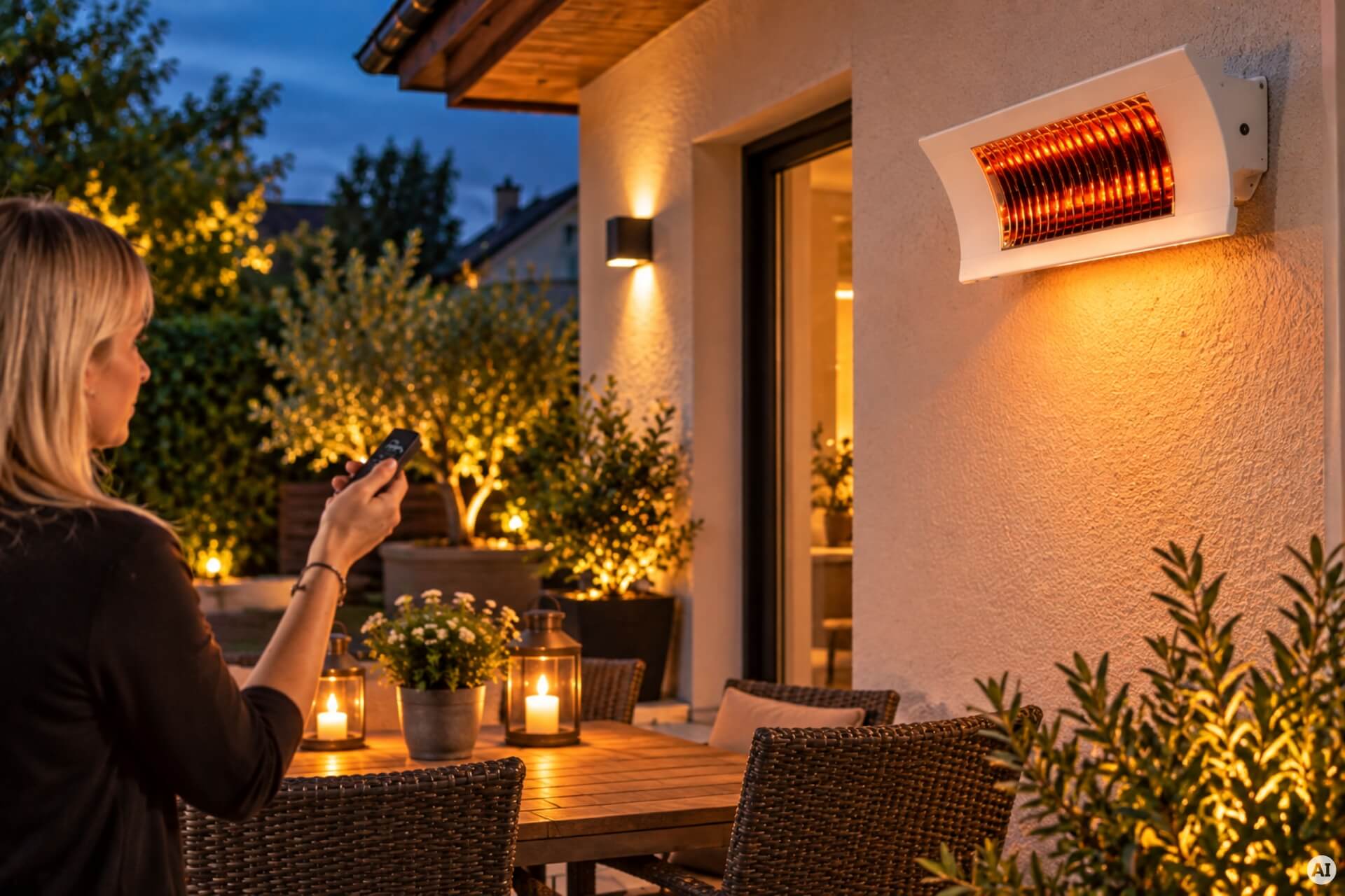 Terrassenstrahler Komplett-Set weiß: Desino TS inkl. Standfuß und Fernbedienung