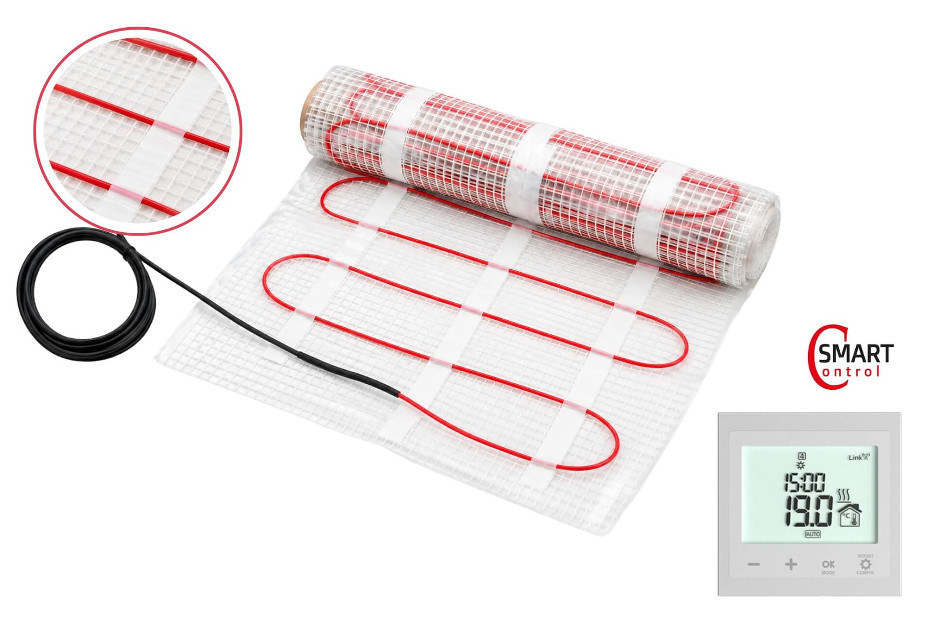 Fußbodenheizung FBH element DSF-220 - Dünnbettheizmatte Komplett-Set inkl. DSF-220 Regler + Fühler