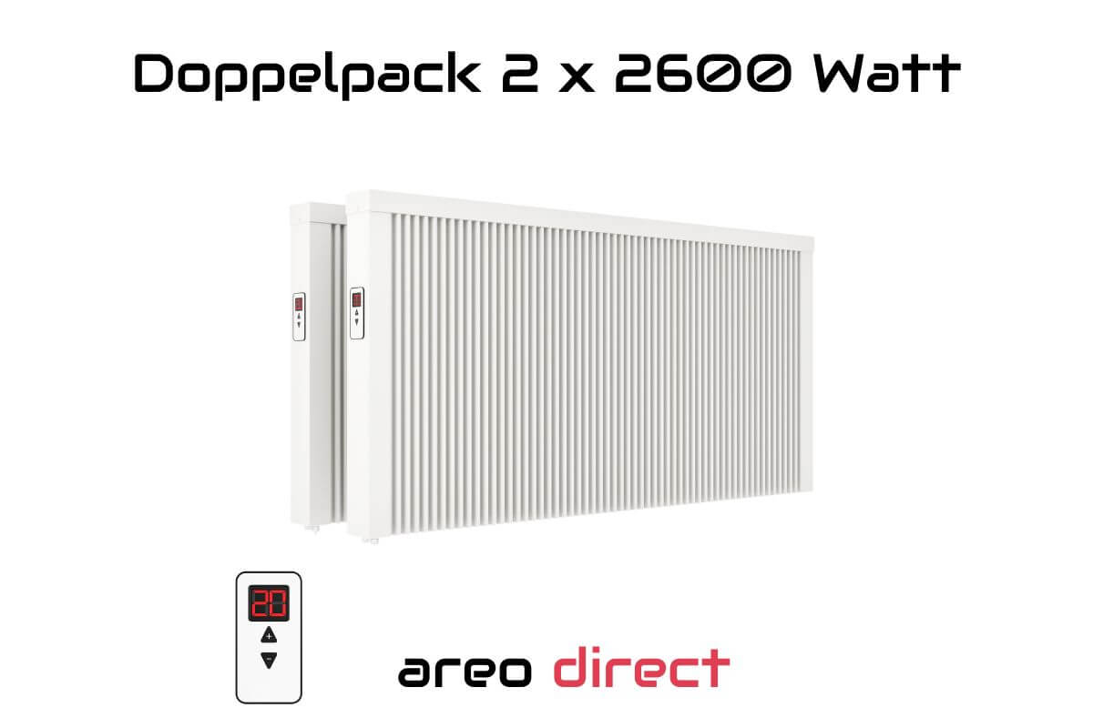 Doppelpack 2 x areo direct 2600 W Flächenspeicherheizung