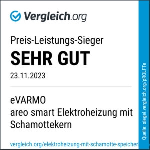 eVARMO Flächenspeicherheizung areo smart ist Preis-Leistungs-Sieger bei Vergleich.org
