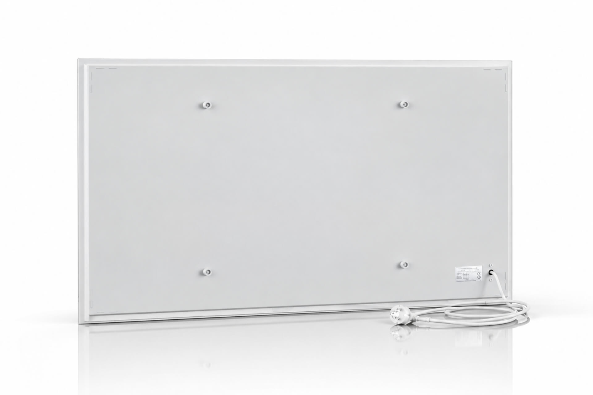 Infrarotheizung Slim-Line aus Glas weiß mit Steckdosenthermostat TS30