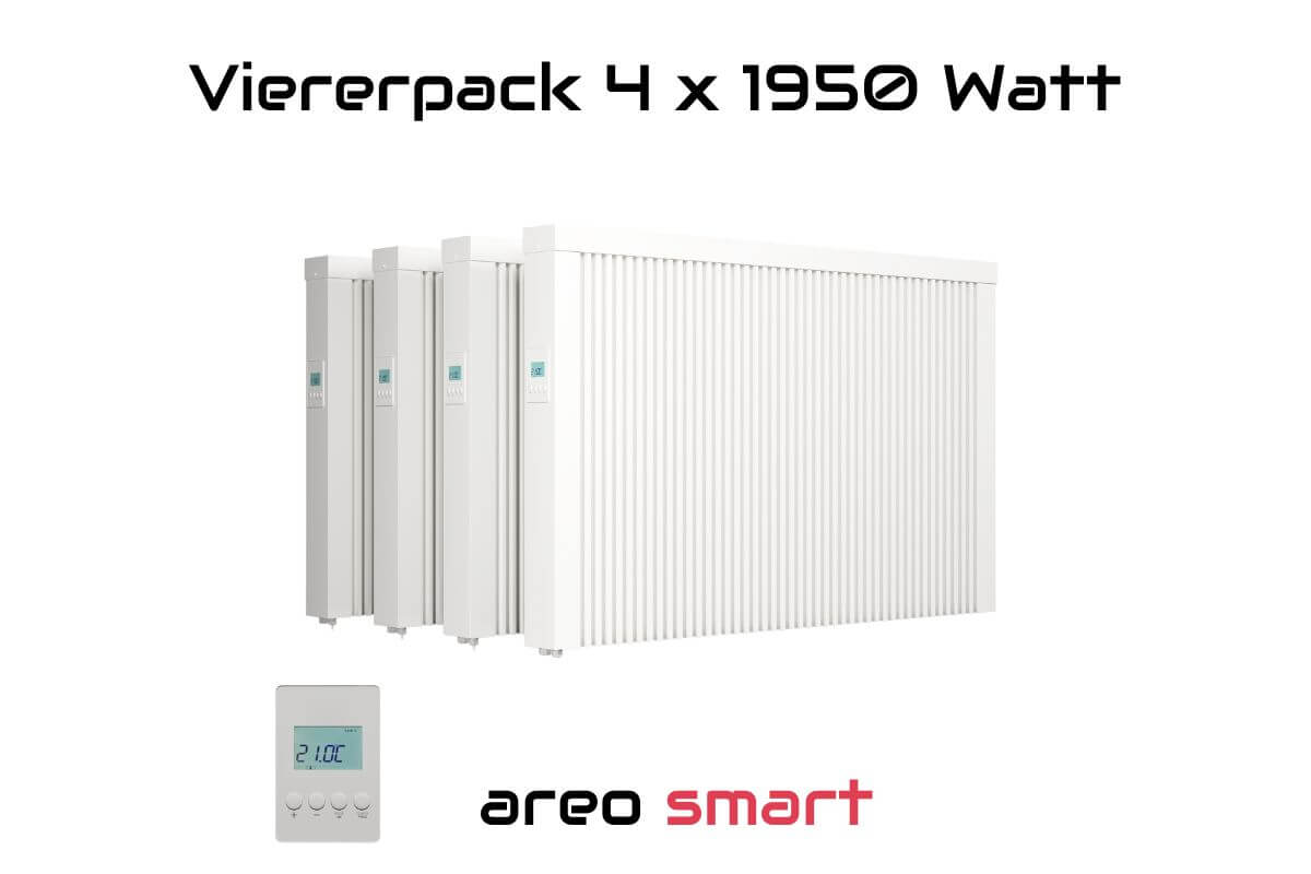 Viererpack 4 x areo smart 1950 W Flächenspeicherheizung