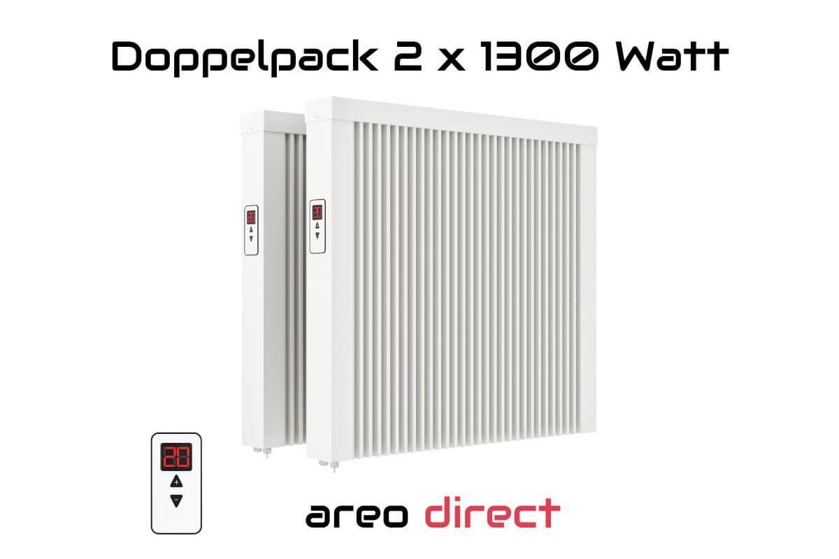 Doppelpack 2 x areo direct 1300 W Flächenspeicherheizung