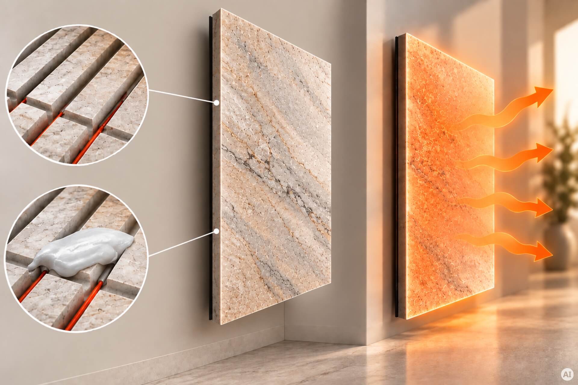 Infrarot Natursteinheizung "stono RF" mit Funkthermostat - Matrix