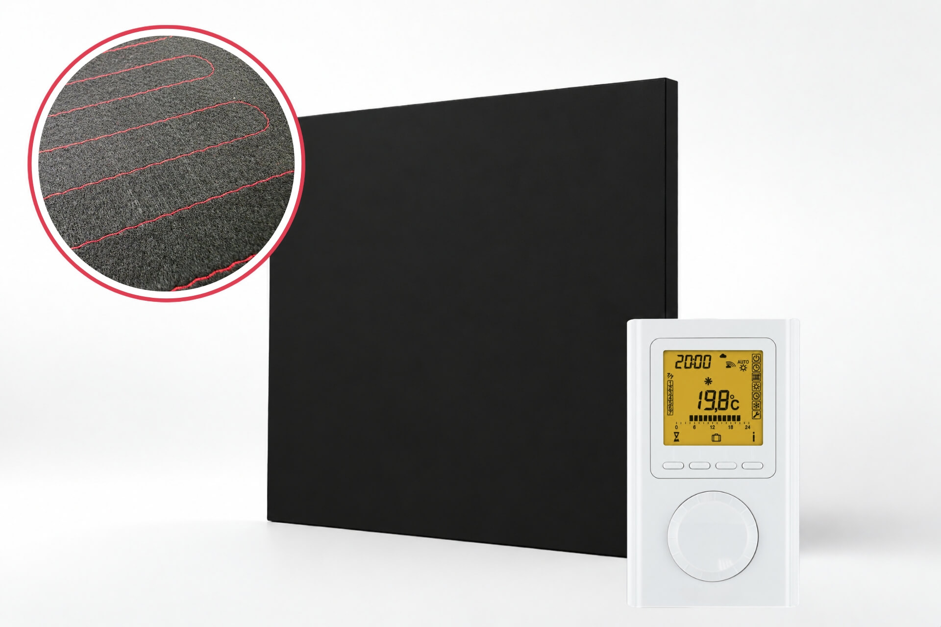 Infrarotheizung ISP-Bi schwarz (600mm Höhe) mit Funkempfänger und Funkthermostat