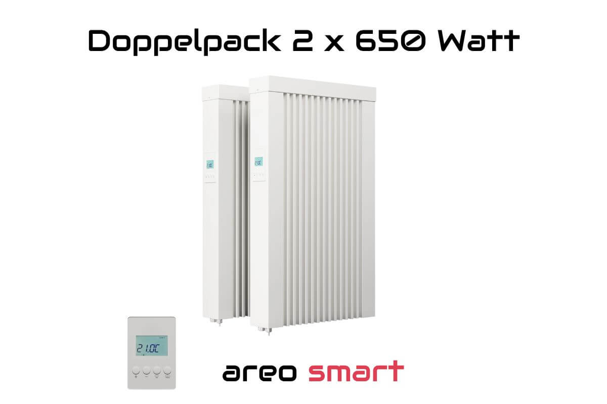 Doppelpack 2 x areo smart 650 W Flächenspeicherheizung