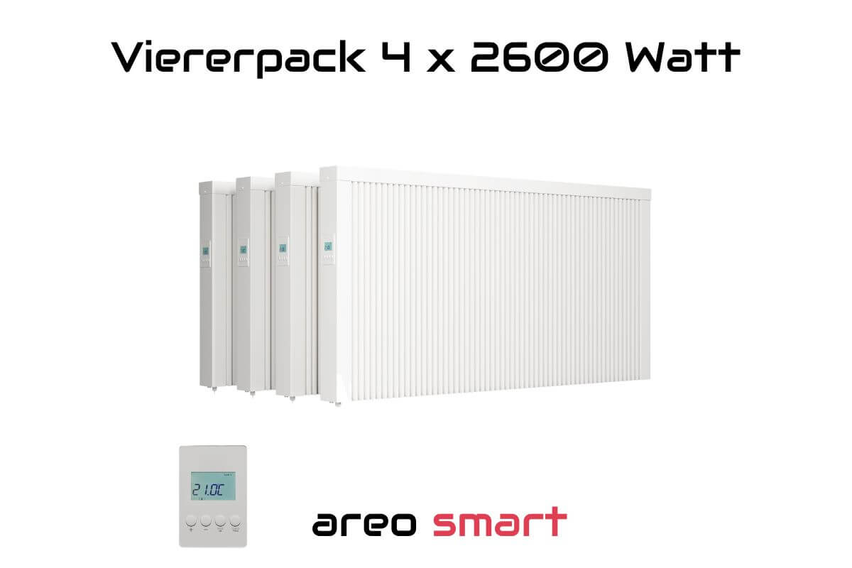 Viererpack 4 x areo smart 2600 W Flächenspeicherheizung