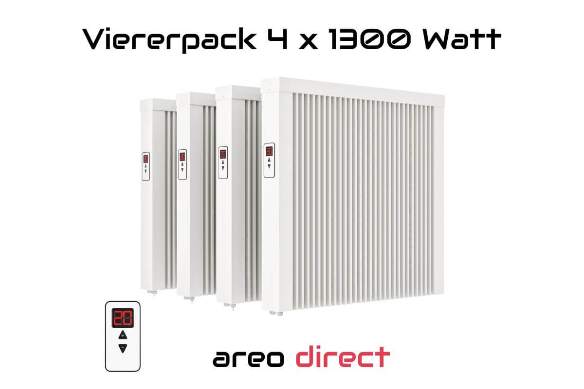 Viererpack 4 x areo direct 1300 W Flächenspeicherheizung