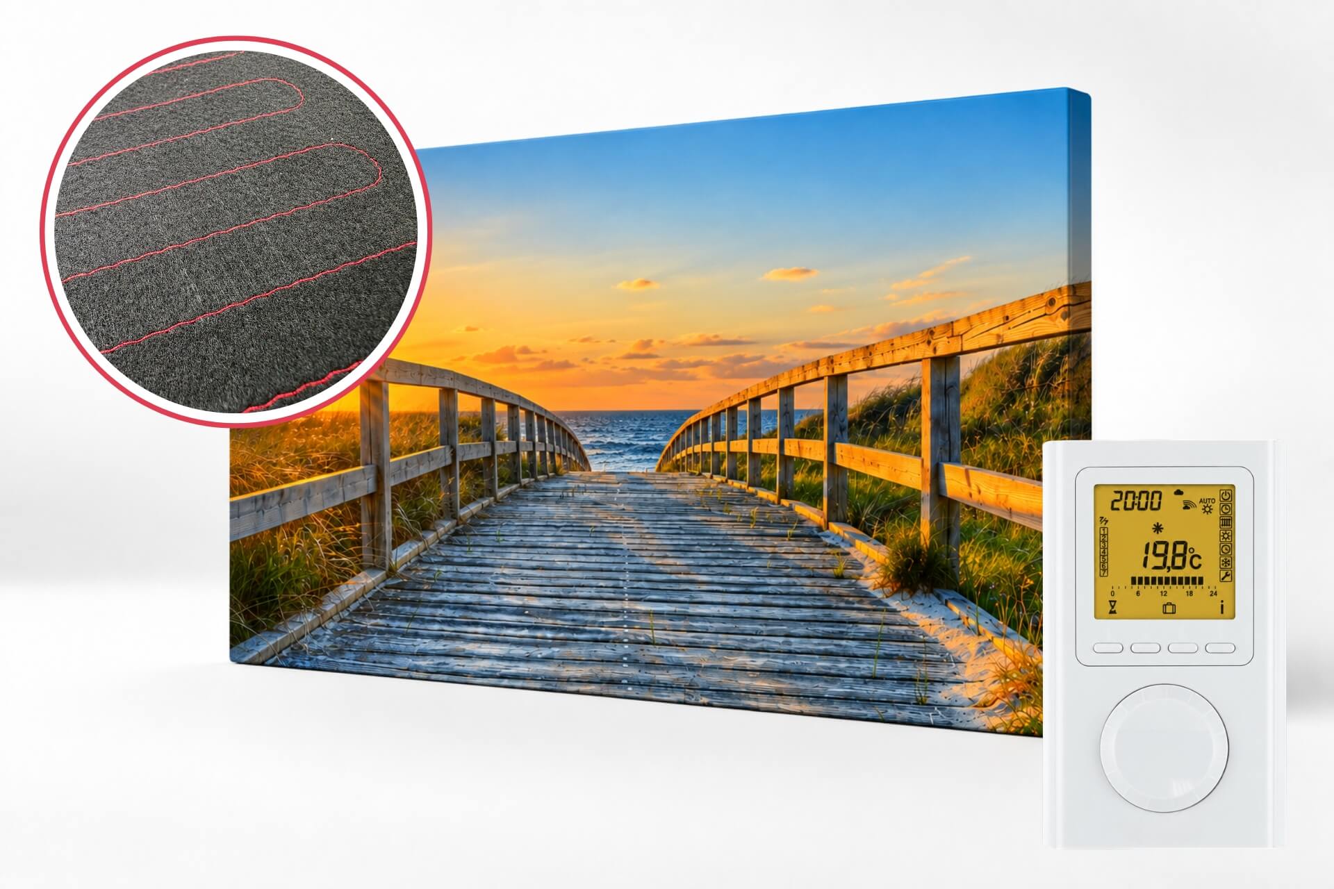 Infrarotheizung Motiv "Beach" ISP-MBi mit Funkempfänger und Funkthermostat