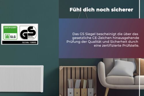 Flächenspeicherheizung eVARMO areo smart GS: Elektroheizung mit GS-Prüfsiegel "Geprüfte Sicherheit"
