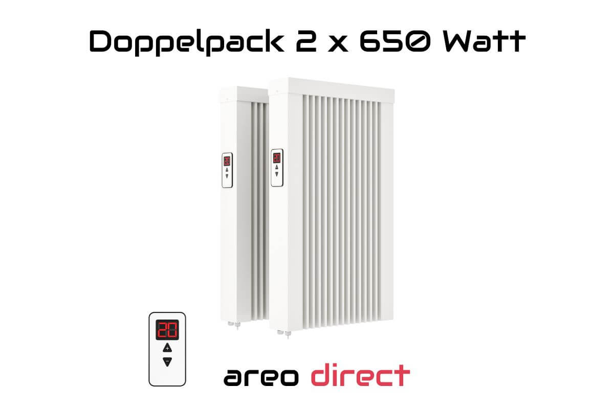 Doppelpack 2 x areo direct 650 W Flächenspeicherheizung