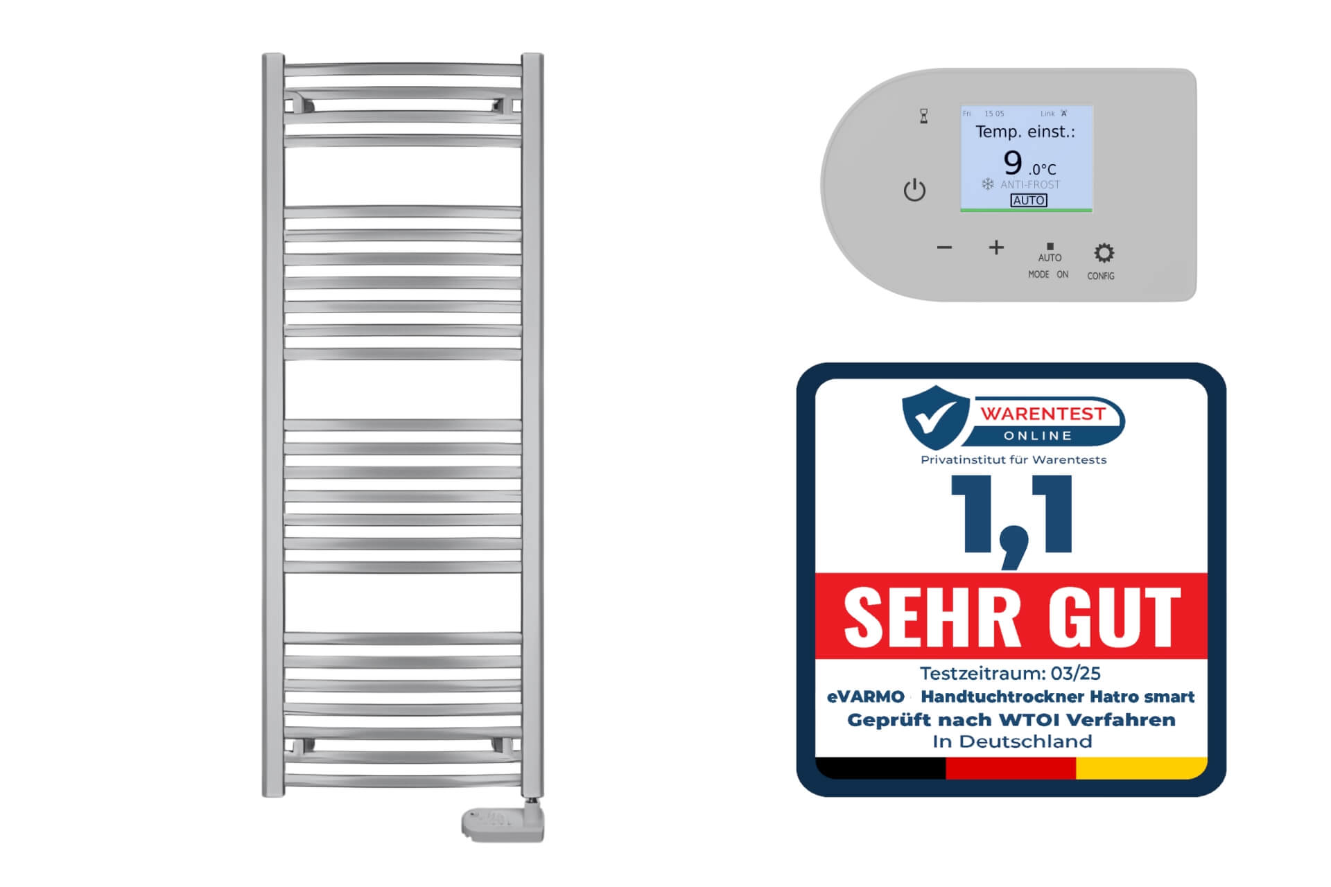 eVARMO Handtuchtrockner Hatro smart chrom