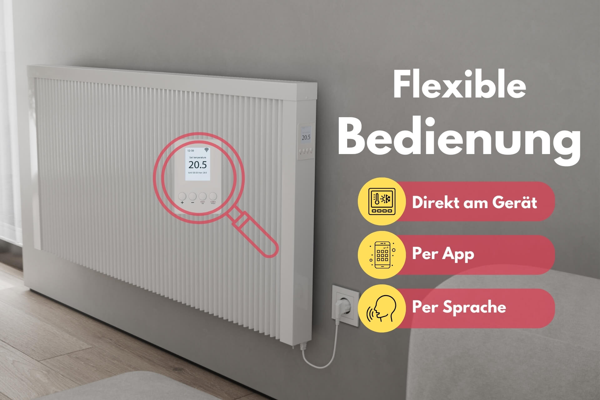 Flächenspeicherheizung areo smart: flexible Bedienung