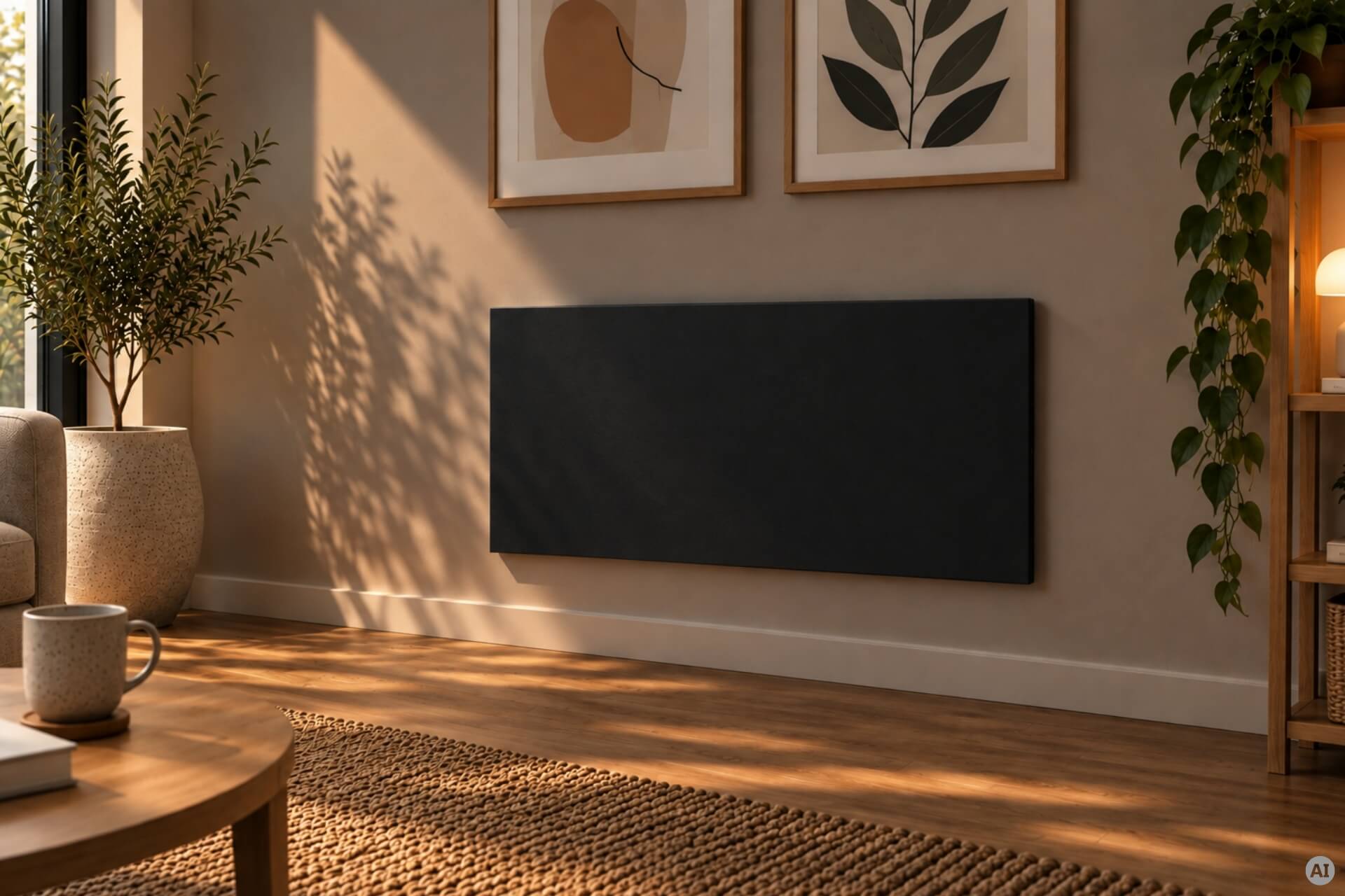 Infrarotheizung ISP-Bi schwarz (600mm Höhe) mit Funkempfänger und Funkthermostat