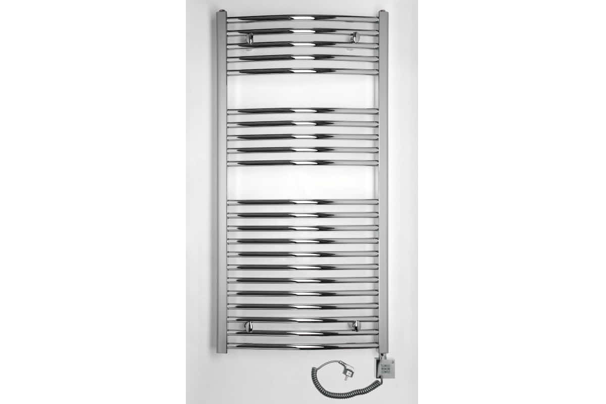 eVARMO Handtuchtrockner Hatro KTX2 chrom 1180 mm hoch Elektrischer Handtuchheizkörper chrom gebogen