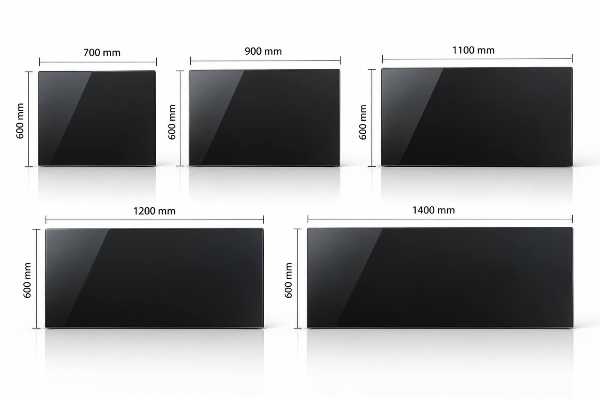 Infrarotheizung Slim-Line aus Glas schwarz mit Steckdosenthermostat TS30