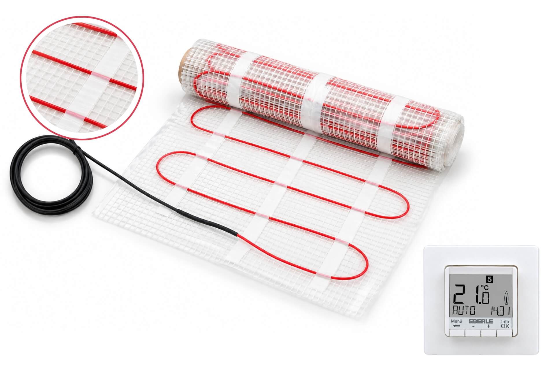 Fußbodenheizung FBH element FIT3F - Dünnbettheizmatte Komplett-Set inkl. FIT3F Regler + Fühler