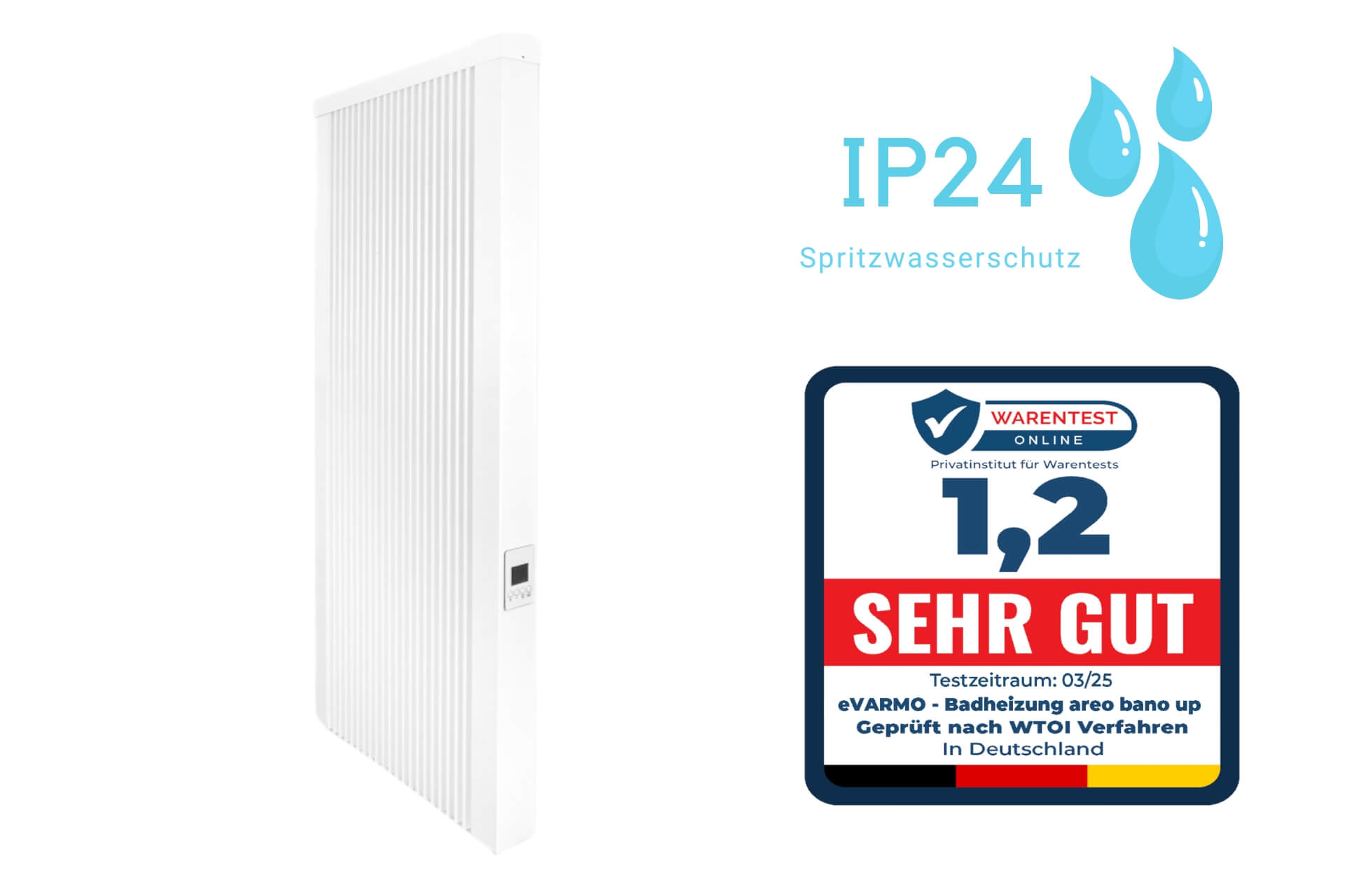 eVARMO Badheizung "areo bano up" IP24 Flächenspeicherheizung