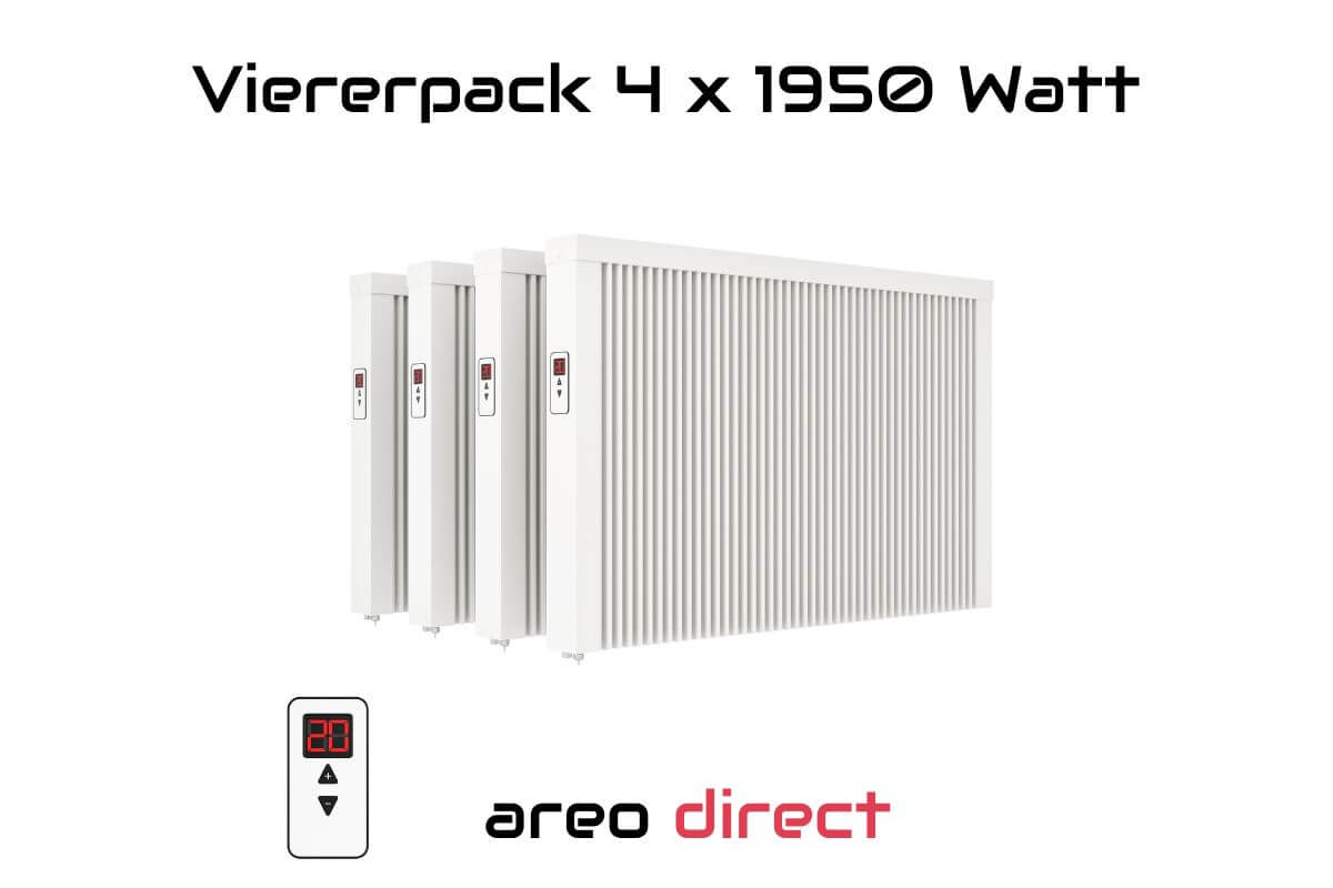 Viererpack 4 x areo direct 1950 W Flächenspeicherheizung