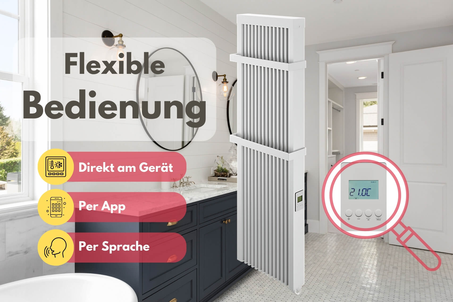 Flächenspeicherheizung eVARMO areo bano up Elektroheizung: Flexible Bedienung