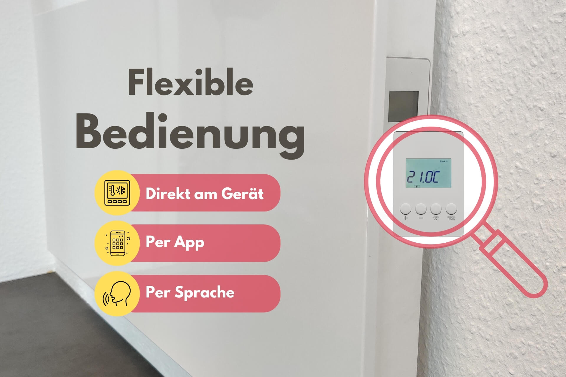 Konvektorheizung eVARMO airstream smart mit Schamottekern: Flexible Bedienung
