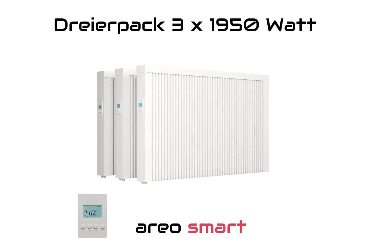 Dreierpack 3 x areo smart 1950 W Flächenspeicherheizung