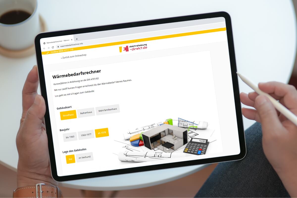 Elektroheizung: Leistung berechnen im Wärmebedarfsrechner