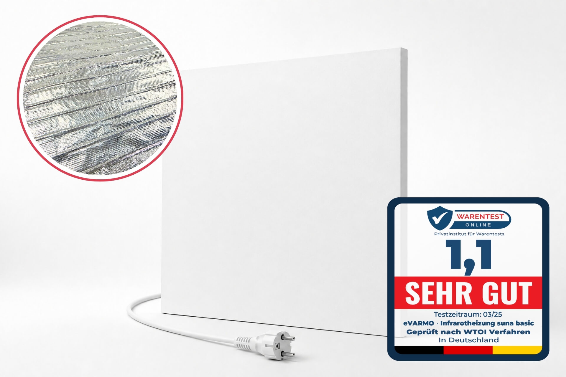 Infrarotheizung "suna element - basic" mit Steckdosenthermostat TS30
