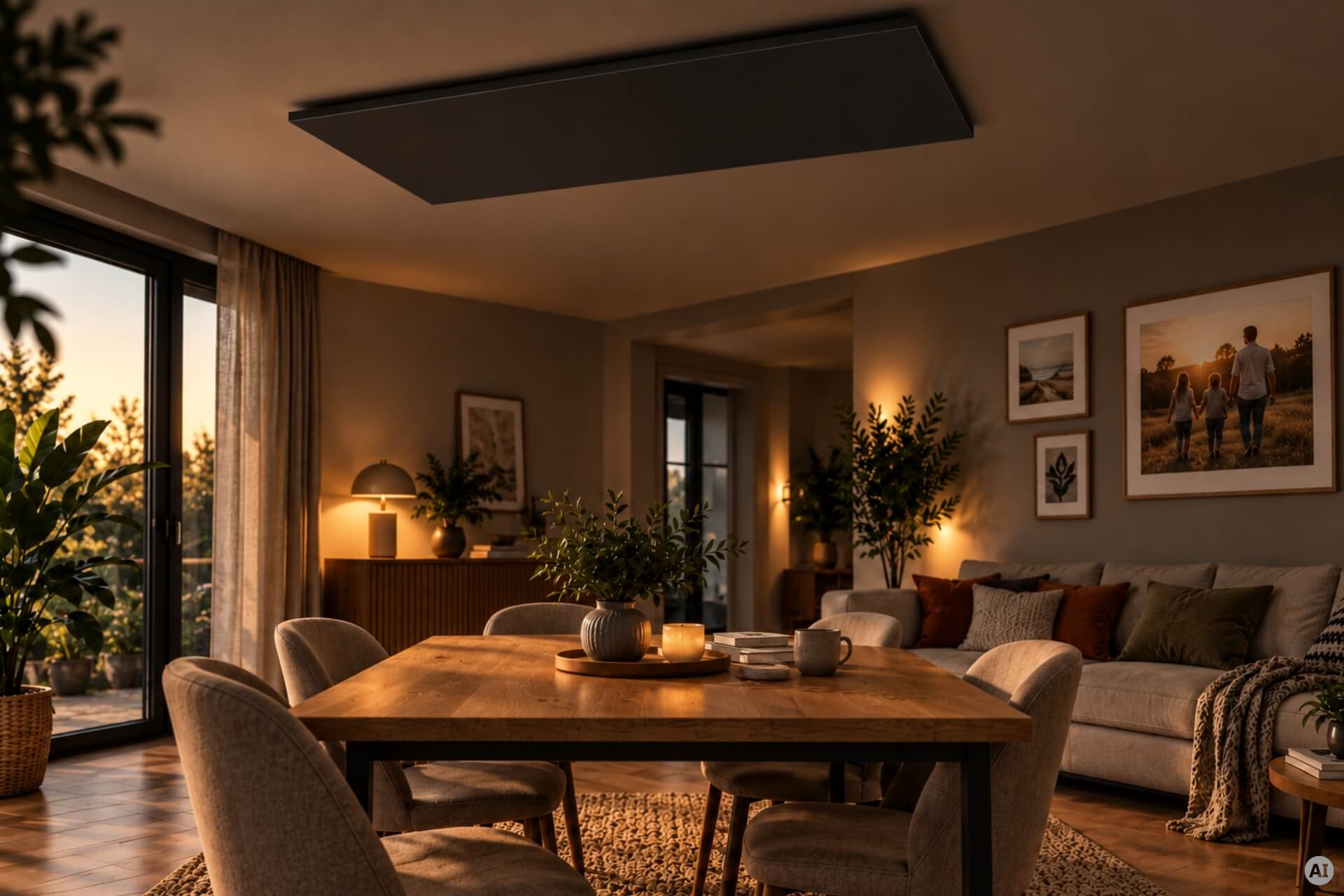 Infrarotheizung ISP-Bi schwarz (600mm Höhe) mit Funkempfänger und Funkthermostat