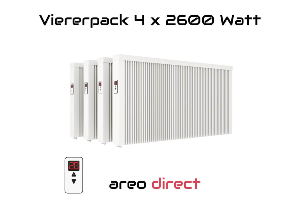 Viererpack 4 x areo direct 2600 W Flächenspeicherheizung