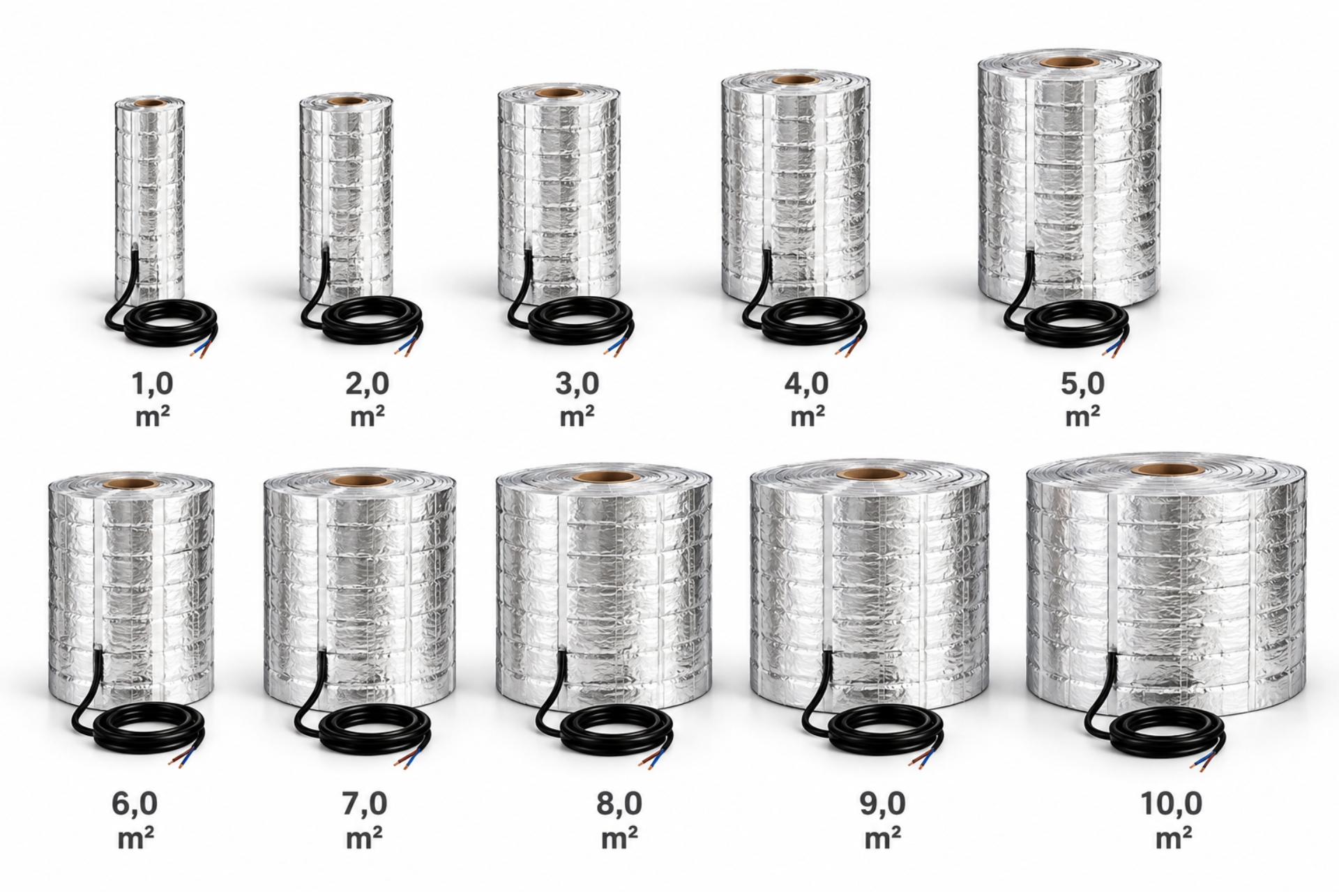 eVARMO Fußbodenheizung Alu-FBH pro DSF-220 - Dünnbettheizmatte Komplett-Set inkl. DSF-220 Regler + Fühler