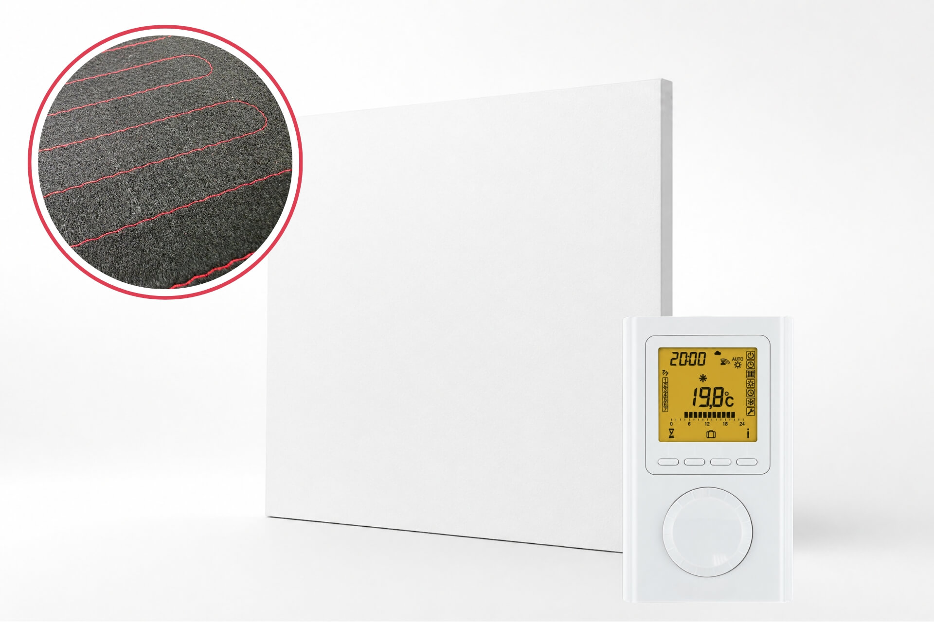 Infrarotheizung ISP-Wi weiß (600mm Höhe) mit Funkempfänger und Funkthermostat