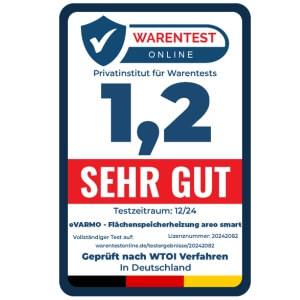 Testnoten SEHR GUT für eVARMO Elektroheizungen bei Warentest online