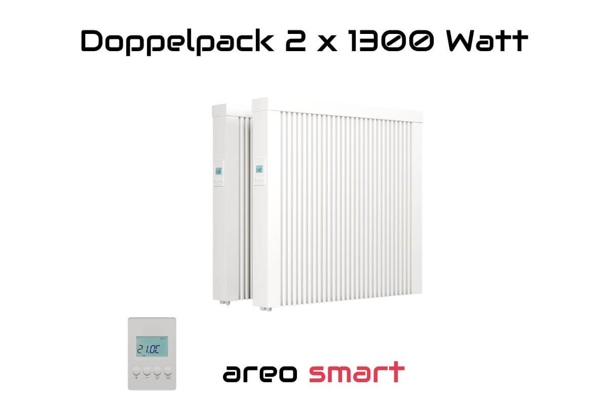 Doppelpack 2 x areo smart 1300 W Flächenspeicherheizung