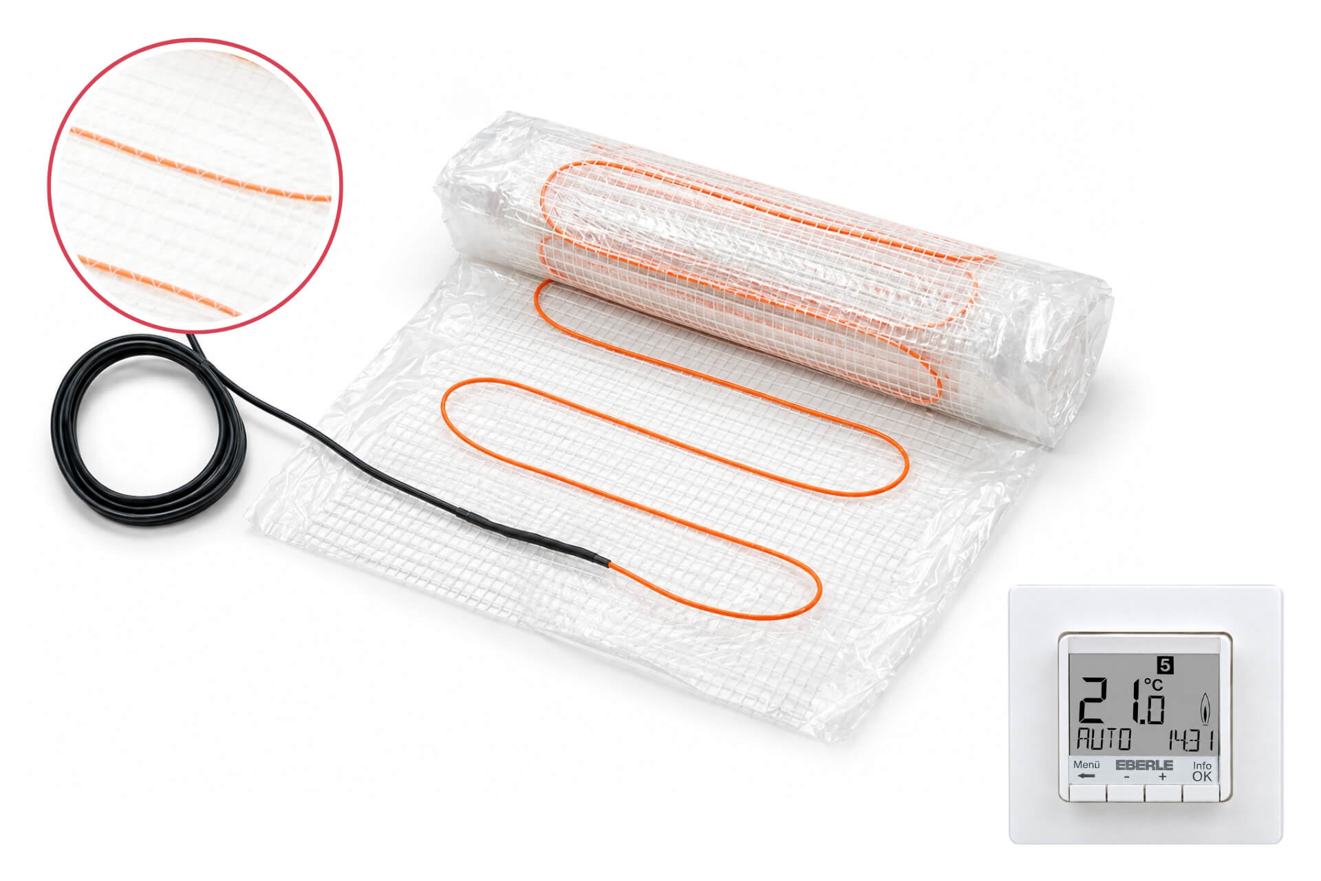 Fußbodenheizung FBH pro FIT3F - Dünnbettheizmatte Komplett-Set inkl. FIT3F Regler + Fühler