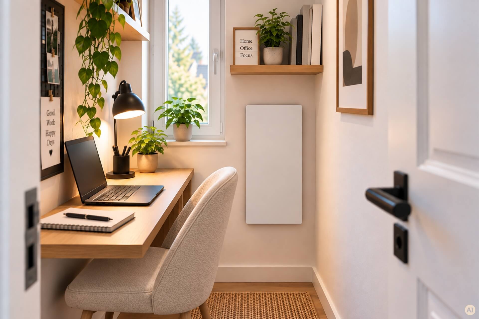 schmale Infrarotheizung ISP-Wi weiß (400mm Höhe) mit Funkempfänger und Funkthermostat