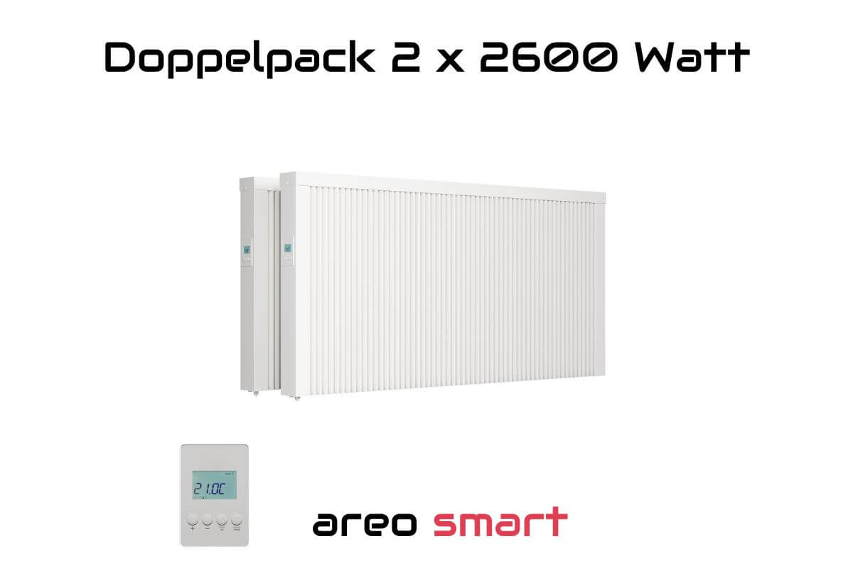 Doppelpack 2 x areo smart 2600 W Flächenspeicherheizung