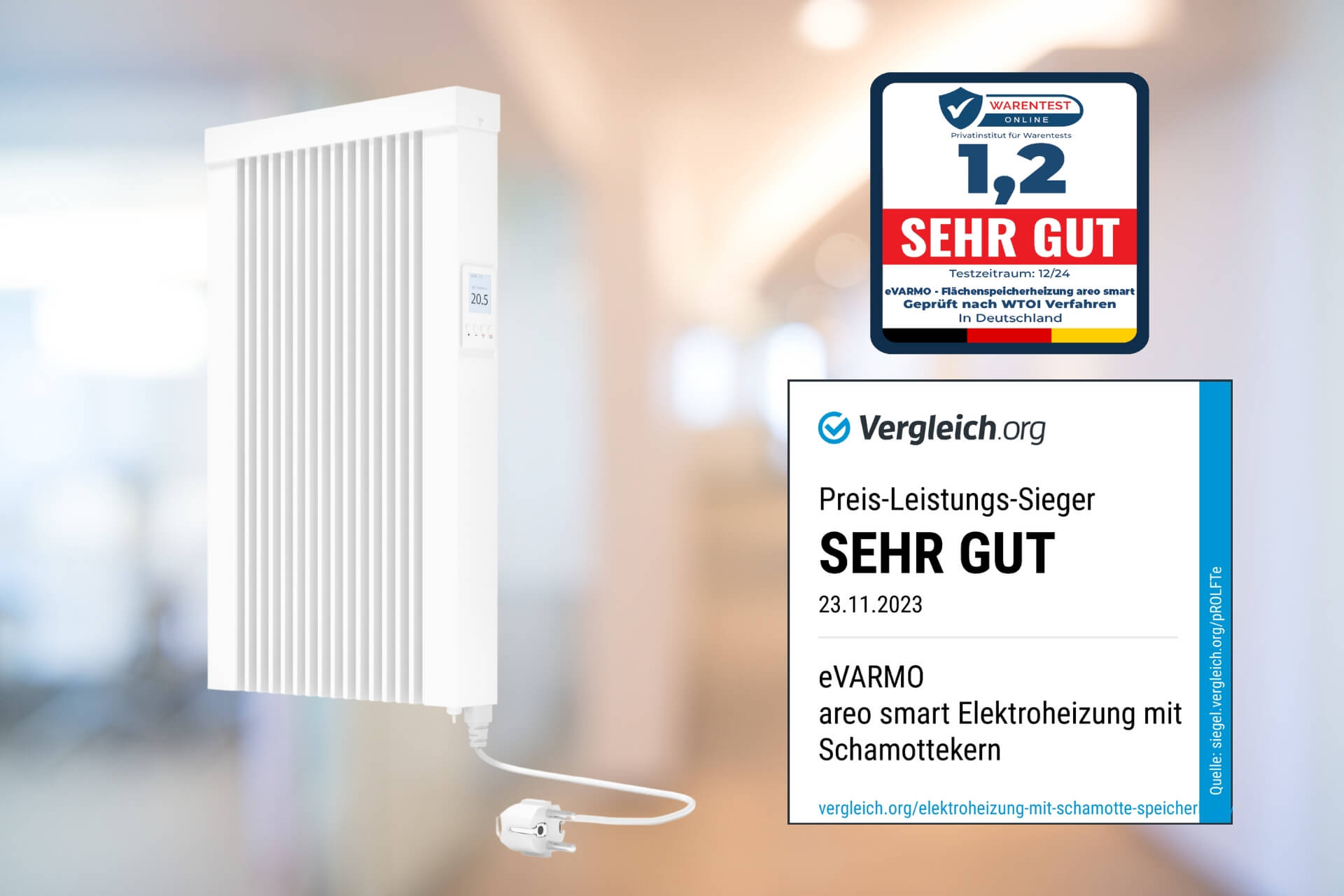 Flächenspeicherheizung "areo smart" Elektroheizung areo smart Preis-Leistungs-Sieger