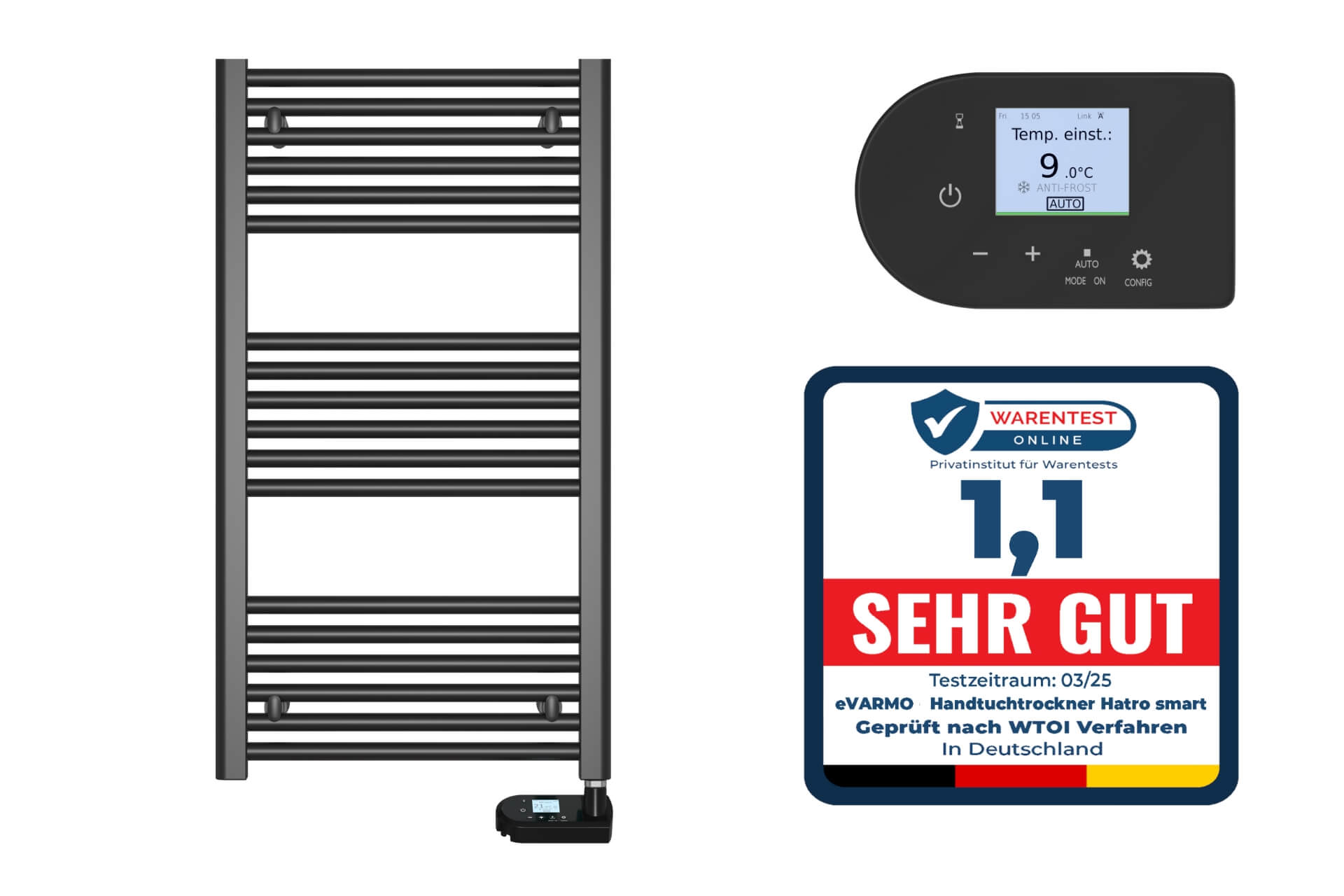 eVARMO Handtuchtrockner Hatro smart schwarz