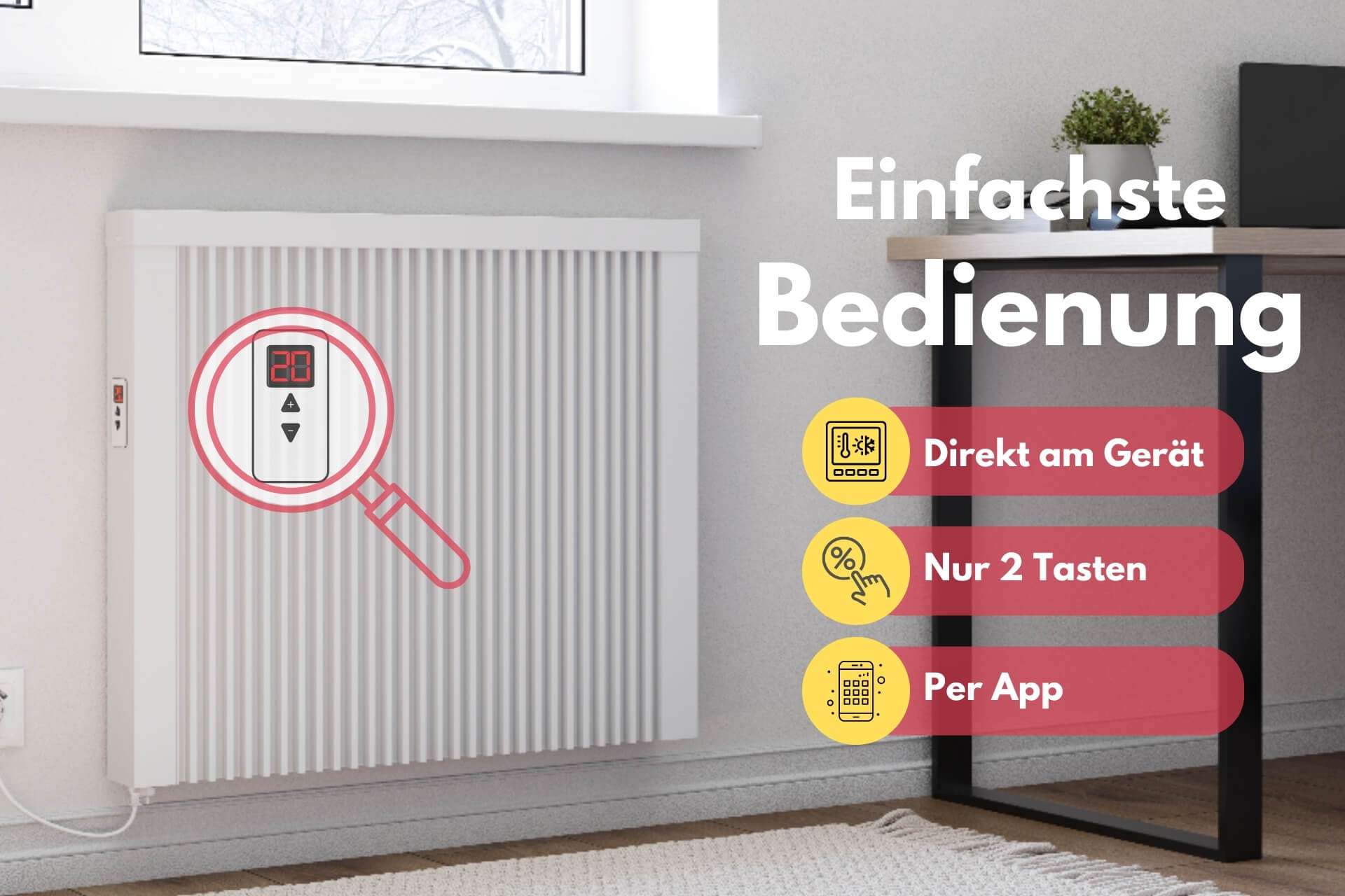 Flächenspeicherheizung eVARMO areo direct Elektroheizung: Einfachste Bedienung